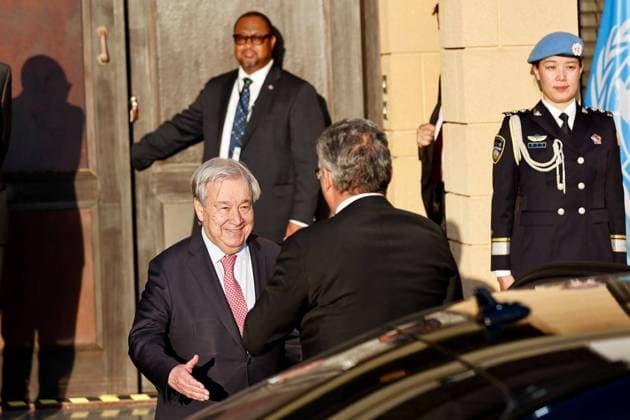UN Secretary-General Guterres meets with Erhurman and Christodoulides over dinner NICOSIA, CYPRUS - JULY 28: (----EDITORIAL USE ONLY – MANDATORY CREDIT - PRESIDENCY OF TRNC HANDOUT - NO MARKETING NO ADVERTISING CAMPAIGNS - DISTRIBUTED AS A SERVICE TO CLIENTS----) United Nations Secretary-General Antonio Guterres (L) hosts an informal dinner with Turkish Republic of Northern Cyprus (TRNC) President Tufan Erhurman and Greek Cypriot Leader Nikos Christodoulides at the UN buffer zone compound in Nicosia, Cyprus on July 28, 2026. TRNC Presidency Handout Anadolu Nicosia Cyprus. Editorial use only. Please get in touch for any other usage.  Copyright: x2026xAnadoluxTRNCxPresidencyx xHandoutx