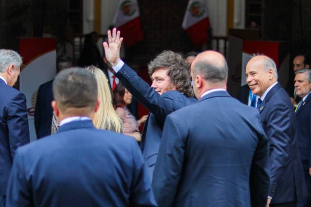 President-elect Keiko Fujimori arrives ahead of swearing-in ceremony LIMA, PERU - JULY 28: Argentina President Javier Milei is seen as president-elect Keiko Sofia Fujimori arrives at Torre Tagle Palace ahead of her swearing-in ceremony at the Congress of the Republic in Lima, Peru, on July 28, 2026. Fujimori welcomed the presidents of Argentina, Bolivia, Chile, Ecuador, Honduras, Panama, Paraguay and Uruguay, Spain s King Felipe VI, the vice president of Colombia, the prime minister of Aruba and representative of the Kingdom of the Netherlands, as well as senior government officials, heads of state delegations and representatives of international organizations. Klebher Vasquez Anadolu Lima Peru. Editorial use only. Please get in touch for  Copyright: x2026xAnadoluxKlebherxVasquezx