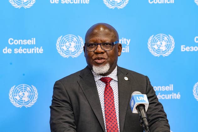 July 28, 2026, New York, New York, United States: ZENON MUKONGO NGAY, Permanent Representative of the Democratic Republic of the Congo to the United Nations and President of the Security Council for July, speaks to reporters following closed consultations at UNHQ. Mukongo Ngay discussed preparations for the Security CouncilÃ¢â‚¬â ¢s first informal straw poll in the selection process for the next United Nations Secretary-General, scheduled to take place on July 30. New York United States - ZUMAo116 20260728_znp_o116_082 Copyright: xBiancaxOterox