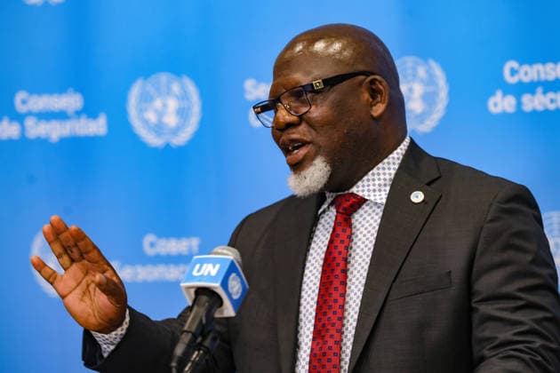 July 28, 2026, New York, New York, United States: ZENON MUKONGO NGAY, Permanent Representative of the Democratic Republic of the Congo to the United Nations and President of the Security Council for July, speaks to reporters following closed consultations at UNHQ. Mukongo Ngay discussed preparations for the Security CouncilÃ¢â‚¬â ¢s first informal straw poll in the selection process for the next United Nations Secretary-General, scheduled to take place on July 30. New York United States - ZUMAo116 20260728_znp_o116_088 Copyright: xBiancaxOterox
