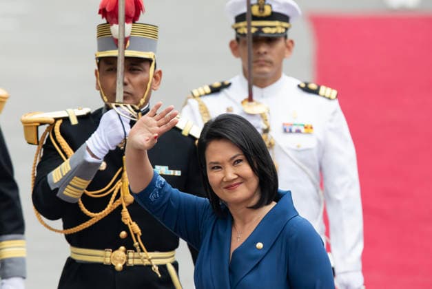(260728) -- LIMA, July 28, 2026 -- Peru s President-elect Keiko Fujimori arrives at the Congress in Lima, Peru, July 28, 2026. Peru s President-elect Keiko Fujimori took office Tuesday after being sworn in at a ceremony held at the Legislative Palace in Lima. (Photo by Xinhua) PERU-LIMA-PRESIDENTIAL INAUGURATION MarianaxBazo 