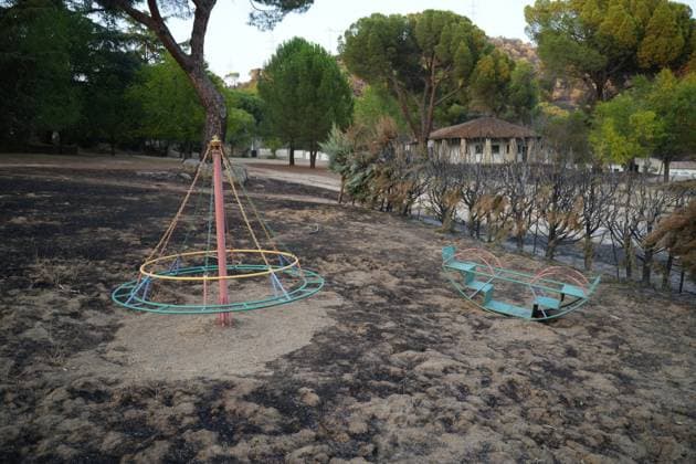 Images of the San Juan Reservoir pier in Madrid devastated by fires, Tuesday, July 28, 2026 Cordon Press 