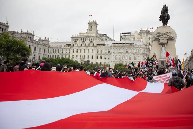 Protest in Peru about Keiko Fujimori LIMA, PERU - JULY 28: Citizens gather to protest against Peru s newly inaugurated President Keiko Fujimori in Lima, Peru, on July 28, 2026. Opposition candidate Roberto Sanchez takes part in the demonstration following Fujimori s inauguration as the country s first female president. Jorge Cerdan Anadolu Lima Peru. Editorial use only. Please get in touch for any other usage.  Copyright: x2026xAnadoluxJorgexCerdanx