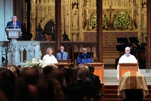 United States President Donald J Trump speaks at the funeral of late US Senator Lindsey Graham (Republican of South Carolina), at the Washington National Cathedral, Tuesday, July 28, 2026, in Washington. Copyright: xPoolxphotox 2026xThexAssociatedxPressxfromxConsolidatedxNewsxPhotosxAllxRightsxReservedx MediaPunchx