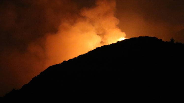 Crews battle forest fire in Antalya’s Kas district KAS, ANTALYA, TURKIYE - JULY 28: Flames and smoke rise from a forest fire as crews continue ground operations into the evening in the Kas district of Antalya, Turkiye, on July 28, 2026. Talip Demirci Anadolu Antalya Turkey. Editorial use only. Please get in touch for any other usage.  Copyright: x2026xAnadoluxTalipxDemircix