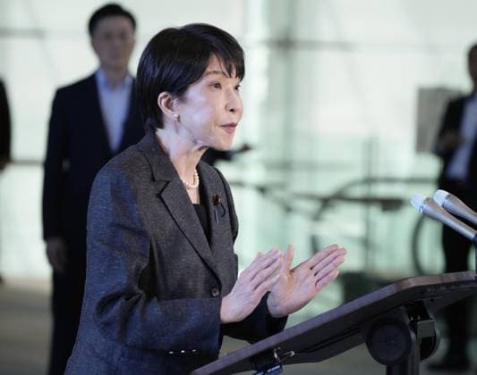 Aftermath of strong earthquake in Kumamoto Japanese Prime Minister Sanae Takaichi meets the press at the premier s office in Tokyo on July 29, 2026, a day after a powerful earthquake hit the southwestern Japan prefecture of Kumamoto.  A14AA0005624409P