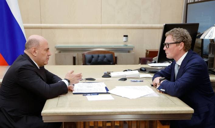 Russia Mishustin 9213384 29.07.2026 Russian Prime Minister Mikhail Mishustin meets with head of the Federal Taxation Service Daniil Yegorov in Moscow, Russia. Dmitry Astakhov Sputnik Moscow Russia  Copyright: xDmitryxAstakhovx