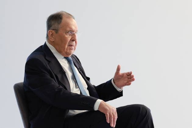 RUSSIA, MOSCOW - JULY 16, 2026: Russia s Minister of Foreign Affairs Sergei Lavrov during an interview with TASS General Director Kondrashov. Alexander Shcherbak TASS  95586696