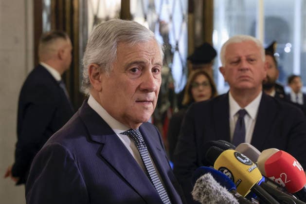 Global Alliance Meeting on the Two-State Solution in Rome ROME, ITALY, JULY 29: Italy’s Foreign minister Antonio Tajani talks to the press on the occasion of the Global Alliance Meeting on the Two-State Solution at the Italian Foreign Ministry headquarters in Rome, Italy, on July 29, 2026. Riccardo De Luca Anadolu Rome Italy. Editorial use only. Please get in touch for any other usage.  Copyright: x2026xAnadoluxRiccardoxDexLucax