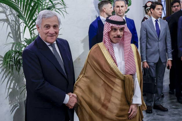 Global Alliance Meeting on the Two-State Solution in Rome ROME, ITALY, JULY 29: Italy s Foreign minister Antonio Tajani (L) shakes hands with Saudi Arabia s Foreign Minister, Prince Faisal Bin Farhan (R) on the occasion of the Global Alliance Meeting on the Two-State Solution at the Italian Foreign Ministry headquarters in Rome, Italy, on July 29, 2026. Riccardo De Luca Anadolu Rome Italy. Editorial use only. Please get in touch for any other usage.  Copyright: x2026xAnadoluxRiccardoxDexLucax