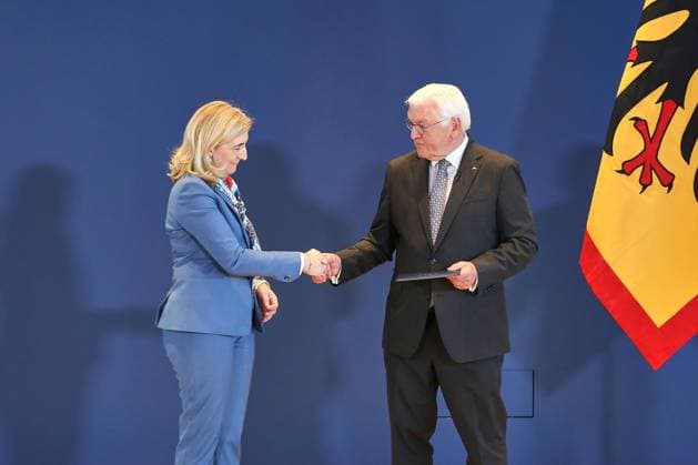 Berlin, Deutschland, 29.07.2026: Amtssitz am Spreebogen: Entlassung und Ernennung von Ministern durch den Bundespräsidenten: Nina Warken und Frank-Walter Steinmeier *** Berlin, Germany, July 29, 2026; Spreebogen Official Residence: Dismissal and Appointment of Ministers by the Federal President, Nina Warken and Frank Walter Steinmeier Copyright: xdtsxNachrichtenagenturx dts_128836