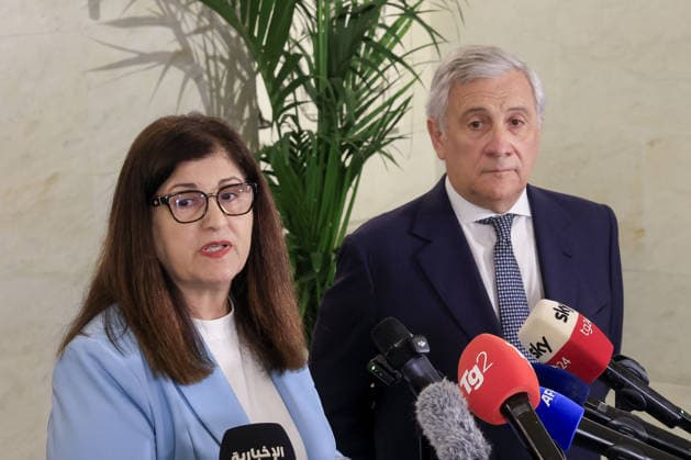 Global Alliance Meeting on the Two-State Solution in Rome ROME, ITALY, JULY 29: Palestinian Authority’s State Minister for Foreign Affairs and Expatriates, Varsen Aghabekian (L) and Italy’s Foreign minister Antonio Tajani (R) attend the press conference at the end of their bilateral meeting on the occasion of the Global Alliance Meeting on the Two-State Solution at the Italian Foreign Ministry headquarters in Rome, Italy, on July 29, 2026. Riccardo De Luca Anadolu Rome Italy. Editorial use only. Please get in touch for any other usage.  Copyright: x2026xAnadoluxRiccardoxDexLucax