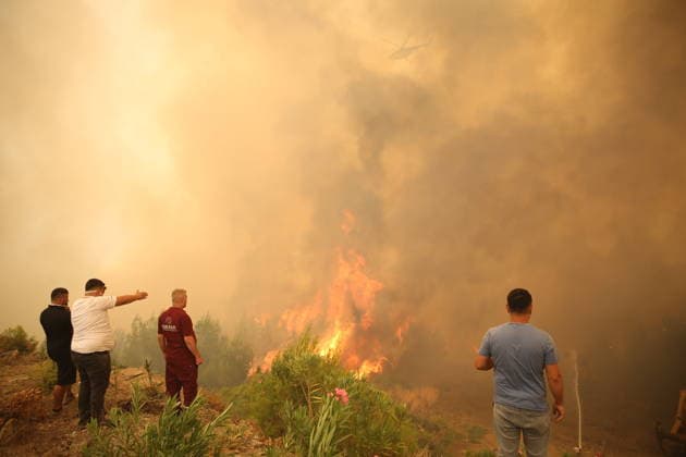 Firefighters battle wildfire in Mugla from air and ground MUGLA, TURKIYE - JULY 29: Firefighters respond from the air and ground to a forest fire in the Seydikemer district of Mugla, Turkiye on July 29, 2026. The fire, which started in an agricultural area in the Bayir neighborhood, spread to the nearby forest driven by strong winds. Fatih Hepokur Anadolu Mugla Turkey. Editorial use only. Please get in touch for any other usage.  Copyright: x2026xAnadoluxFatihxHepokurx