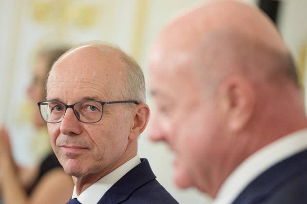 - Wien 29.07.2026 - Stocker - Frieden - Heute traf der österreichische Bundeskanzler Christian Stocker (ÖVP) im Bundeskanzleramt mit dem Premierminister von Luxemburg Luc Frieden zu einem Arbeitsgespräch zusammen. Anschliessend gab es eine Pressekonferenz. PHOTO: Bundeskanzler Christian Stocker (R ÖVP) und der luxemburgische Premier Luc Frieden während der Pressekonferenz im Bundeskanzleramt. Vienna (AUSTRIA) - Today, the Austrian Federal Chancellor, Christian Stocker (ÖVP), met with the Prime Minister of Luxembourg, Luc Frieden, at the Federal Chancellery for a working meeting. OVP, Oevp, government, PK, talks, EU, UE, Europe, Europa, Luxembourg, Treffen Bundeskanzler Stocker - Premierminister Frieden Luxemburg *** Vienna, July 29 