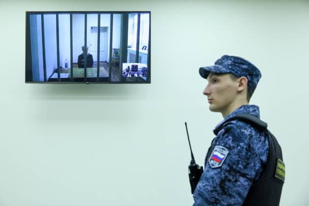 29.07.2026. Russia. Moscow. Blogger Elena Blinovskaya (on screen) during the consideration of the appeal against the verdict by the Second Court of Cassation of General Jurisdiction. In March 2025, a court sentenced Blinovskaya to 4.5 years in a penal colony in a case of large-scale tax evasion and money laundering. Alexey Belkin NEWS.ru BelkinxAlexey