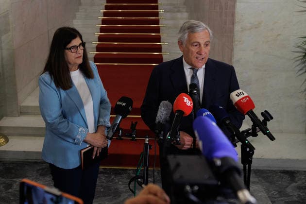 July 29, 2026, Rome, Italia, Italy: Joint statement by the Minister of Foreign Affairs and International Cooperation Antonio Tajani and the Foreign Minister of the Palestinian Authority Varsen Aghabekia at the end of the meeting of the Global Alliance for the Two-State Solution, Rome 29 07 2026 Rome Italy  - ZUMAa289 20260729_zia_a289_040 Copyright: xFrancescoxFotiax xAgfx