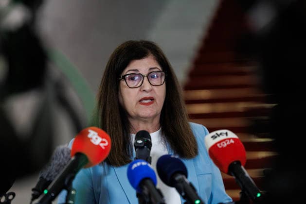 July 29, 2026, Rome, Italia, Italy: Joint statement by the Minister of Foreign Affairs and International Cooperation Antonio Tajani and the Foreign Minister of the Palestinian Authority Varsen Aghabekia at the end of the meeting of the Global Alliance for the Two-State Solution, Rome 29 07 2026 Rome Italy  - ZUMAa289 20260729_zia_a289_050 Copyright: xFrancescoxFotiax xAgfx
