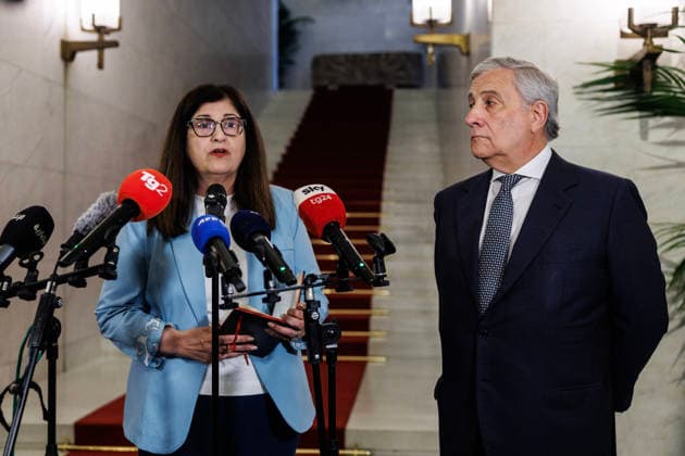 July 29, 2026, Rome, Italia, Italy: Joint statement by the Minister of Foreign Affairs and International Cooperation Antonio Tajani and the Foreign Minister of the Palestinian Authority Varsen Aghabekia at the end of the meeting of the Global Alliance for the Two-State Solution, Rome 29 07 2026 Rome Italy  - ZUMAa289 20260729_zia_a289_053 Copyright: xFrancescoxFotiax xAgfx