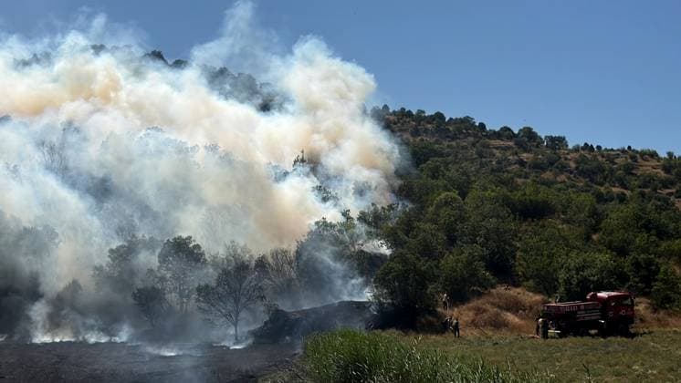 Firefighting efforts continue in Turkiye s Kutahya KUTAHYA, TURKIYE - JULY 29: Smoke rises from the fire area while firefighters and Turkish General Directorate of Forestry teams continue their efforts to extinguish the fire that broke out in the forest area from air and land in the Domanic district of Kutahya, Turkiye on July 29, 2026. Serdar Yigit Anadolu Kutahya Turkey. Editorial use only. Please get in touch for any other usage.  Copyright: x2026xAnadoluxSerdarxYigitx