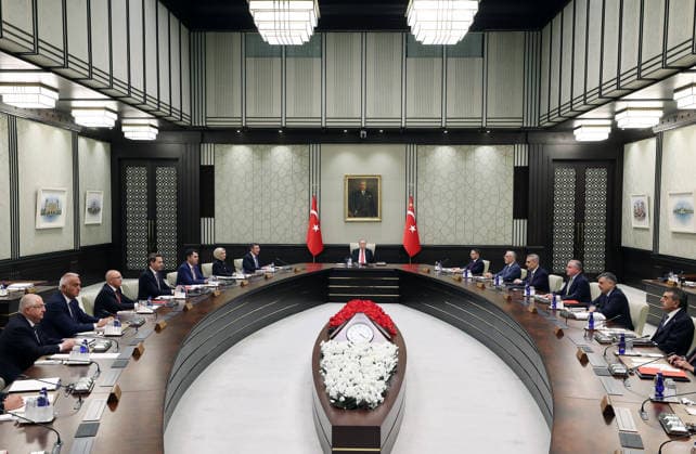 Turkish Presidential Cabinet meets under President Erdogan s chairmanship ANKARA, TURKIYE - JULY 29: (----EDITORIAL USE ONLY - MANDATORY CREDIT - TURKISH PRESIDENCY MURAT CETINMUHURDAR HANDOUT - NO MARKETING NO ADVERTISING CAMPAIGNS - DISTRIBUTED AS A SERVICE TO CLIENTS----) The Turkish Presidential Cabinet convenes at the Presidential Complex under the chairmanship of Turkish President Recep Tayyip Erdogan, in Ankara, Turkiye on July 29, 2026. TUR Presidency Murat Cetinmuhurdar Anadolu Ankara Turkey. Editorial use only. Please get in touch for any other usage.  Copyright: x2026xAnadoluxTURxPresidencyx MuratxCetinmuhurdarx