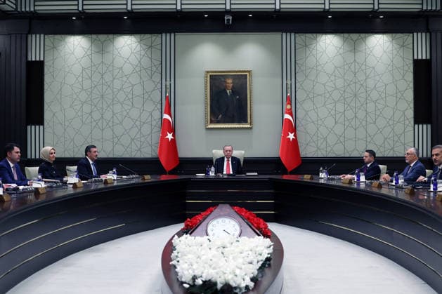 Turkish Presidential Cabinet meets under President Erdogan s chairmanship ANKARA, TURKIYE - JULY 29: (----EDITORIAL USE ONLY - MANDATORY CREDIT - TURKISH PRESIDENCY MUSTAFA KAMACI HANDOUT - NO MARKETING NO ADVERTISING CAMPAIGNS - DISTRIBUTED AS A SERVICE TO CLIENTS----) The Turkish Presidential Cabinet convenes at the Presidential Complex under the chairmanship of Turkish President Recep Tayyip Erdogan, in Ankara, Turkiye on July 29, 2026. TUR Presidency Mustafa Kamaci Anadolu Ankara Turkey. Editorial use only. Please get in touch for any other usage.  Copyright: x2026xAnadoluxTURxPresidencyx xMustafaxKamacix