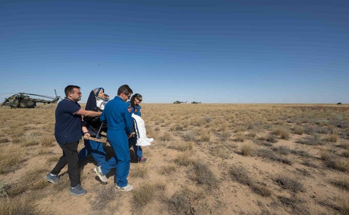 July 29, 2026, Zhezkazgan, Kazakhstan: NASA astronaut Chris Williams is carried to the NASA medical tent moments after landing aboard the Soyuz MS-28 spacecraft, July 26, 2026 near the town of Zhezkazgan, Kazakhstan. Williams landed with cosmonauts Sergei Mikaev and Sergey Kud-Sverchkov, after 241 days in space aboard the International Space Station. Zhezkazgan Kazakhstan - ZUMAp138 20260729_zaa_p138_019 Copyright: xBillxIngalls Nasax