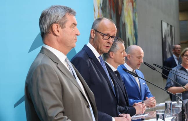 Bundestag CDU Merz 29.07.2026, Germany, Berlin, Bundestag, Pressekonferenz Parteivorsitzender der CDU Friedrich Merz, CSU Markus Soeder CSU, Thorsten Frey Fraktionsvorsitzender CDU, Alecander Hofmann CSU Lamdesgruppe, Berlin Berlin Germany *** Bundestag, CDU, Merz, July 29, 2026, Germany, Berlin, Bundestag, Press Conference: CDU Party Chairman Friedrich Merz, CSU’s Markus Söder, CDU Parliamentary Group Chairman Thorsten Frey, CSU State Group’s Alexander Hofmann, Berlin, Berlin, Germany