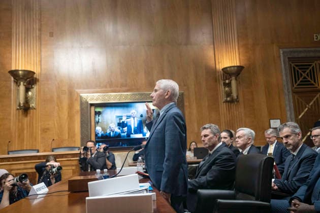 Fauci Testifies Again about the Origins of the Coronavirus Dr Anthony Fauci, former Director of the National Institute of Allergy and Infectious Diseases at the National Institutes of Health (NIH) is sworn-in to testify before the US Senate Committee on Homeland Security and Governmental Affairs in the Dirksen Senate Office Building on Capitol Hill in Washington, DC, USA, on Wednesday, July 29, 2026. Fauci will again face questions about the origins of the COVID-19 pandemic. Photo by Andrew Thomas CNP ABACAPRESS.COM Washington District of Columbia United States  Copyright: xCNP ABACAx