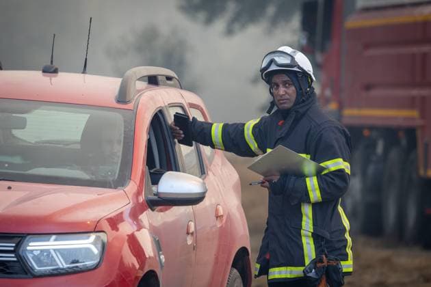 Marcheprime Fires PHOTOPQR SUD OUEST Laurent Theillet Marcheprime July 29, 2026 Fire between Marcheprime and Lanton on the road to Blagon, a day with the Landes firefighters monitoring the risk of fires reigniting in Marcheprime on July 29, 2026; photo by Laurent Theillet, Sud Ouest; Marcheprime, July 29, 2026; A day spent with the Landes fire brigade monitoring the risk of fires reigniting; Marcheprime, GIRONDE, France  Copyright: xPHOTOPQR SUDxOUEST MAXPPPxLaurentxTheilletx 20260729SDO7924 20260729SDO7924