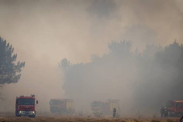 Marcheprime Fires PHOTOPQR SUD OUEST Laurent Theillet Marcheprime July 29, 2026 Fire between Marcheprime and Lanton on the road to Blagon, a day with the Landes firefighters monitoring the risk of fires reigniting in Marcheprime on July 29, 2026; photo by Laurent Theillet, Sud Ouest; Marcheprime, July 29, 2026; A day spent with the Landes fire brigade monitoring the risk of fires reigniting; Marcheprime, GIRONDE, France  Copyright: xPHOTOPQR SUDxOUEST MAXPPPxLaurentxTheilletx 20260729SDO7925 20260729SDO7925