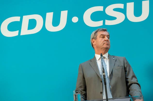 Markus Söder EUR, Deutschland, Berlin: 29.07.2026: Markus Söder (CSU) Ministerpäsident des Freistaates Bayern,während der Pressekonferenz nach der Fraktionssitzung. *** Markus Söder, EUR, Germany, Berlin, July 29, 2026 Markus Söder, CSU, Minister-President of the Free State of Bavaria, during the press conference following the parliamentary group meeting