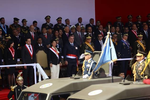 Keiko Fujimori presided over the grand civic military parade in her first official ceremony as president LIMA, PERU - JULY 29, 2026 President of Peru Keiko Fujimori (3rd L) arrives at the civic-military parade ceremony marking the 205th anniversary of Peru s Independence on July 29, 2026, in Lima, Peru. One day after taking office as President of the Republic, President Keiko Fujimori attended the civic-military event, where members of the Armed Forces, the National Police, and various civilian delegations took part in the parade, one of the most important official ceremonial events on Peru s national calendar. Klebher Vasquez Anadolu Lima Peru. Editorial use only. Please get in touch for any other usage.  Copyright: x2026xAnadoluxKlebherxVasquezx