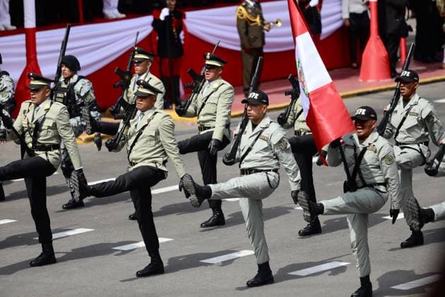 Keiko Fujimori presided over the grand civic military parade in her first official ceremony as president LIMA, PERU - JULY 29: Members of the Peruvian National Police march during the civic-military parade marking the 205th anniversary of Peru s Independence in Lima, Peru, on July 29, 2026. The ceremony takes place one day after President Keiko Fujimori takes office and is among the country s most important official national celebrations. Klebher Vasquez Anadolu Lima Peru. Editorial use only. Please get in touch for any other usage.  Copyright: x2026xAnadoluxKlebherxVasquezx
