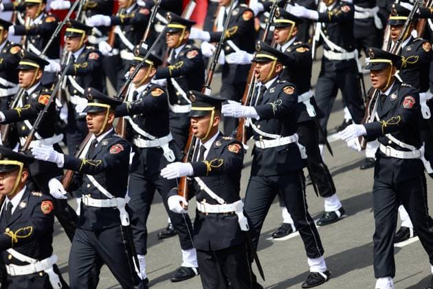 Keiko Fujimori presided over the grand civic military parade in her first official ceremony as president LIMA, PERU - JULY 29: Members of the Peruvian Army march during the civic-military parade marking the 205th anniversary of Peru s Independence in Lima, Peru, on July 29, 2026. The ceremony takes place one day after President Keiko Fujimori takes office and is among the country s most important official national celebrations. Klebher Vasquez Anadolu Lima Peru. Editorial use only. Please get in touch for any other usage.  Copyright: x2026xAnadoluxKlebherxVasquezx
