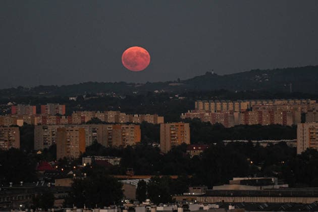 Full Buck Moon in Poland KRAKOW, POLAND - JULY 29 : People watch the full Deer or Buck moon raising in the horizon in at the Krakus Mound in Krakow, Poland on July 29, 2026. The Buck Moon is the traditional name for the full moon that occurs in July. It gets its name from Native American Algonquin tribes because it coincides with the time of year when male deer (bucks) begin to grow and push out their new antlers. Omar Marques Anadolu Krakow Poland. Editorial use only. Please get in touch for any other usage.  Copyright: x2026xAnadoluxOmarxMarquesx