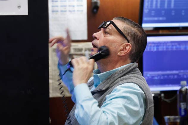 Traders work on the floor of the New York Stock Exchange on Wall Street on Wednesday, July 29, 2026 in New York City. Stocks tumbled for multiple reasons on Wednesday as the central bank chose to keep interest rates unchanged. The Dow Jones Industrial Average closed 1,153 points lower, or 2.2%, for its worst decline since April 2025.  NYP20260729103 JOHNxANGELILLO