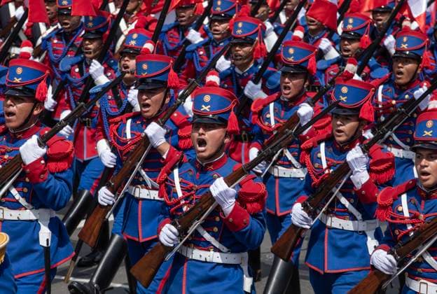 (260729) -- LIMA, July 29, 2026 -- Soldiers participate in a parade to commemorate the 205th anniversary of Peru s independence in Lima, Peru, July 29, 2026. (Photo by Mariana Bazo Xinhua) PERU-LIMA-INDEPENDENCE-COMMEMORATION WangxZhiying 