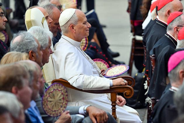 ITALY - POPE LEO XIV DURING A CONCERT IN BORGO LAUDATO SI , A 55-HECTARE EDUCATIONAL AND ENVIRONMENTAL CENTER, AT CASTEL GANDOLFO - 2026 7 29 Italy, Castel Gandolfo , Vatican, 2026 7 29 Pope Leo XIV during a concert in Borgo Laudato Si, a 55-hectare educational and environmental center, at Castel Gandolfo . EDITORIAL USE ONLY - NO BOOKS Copyright: xALESSIAxGIULIANIx