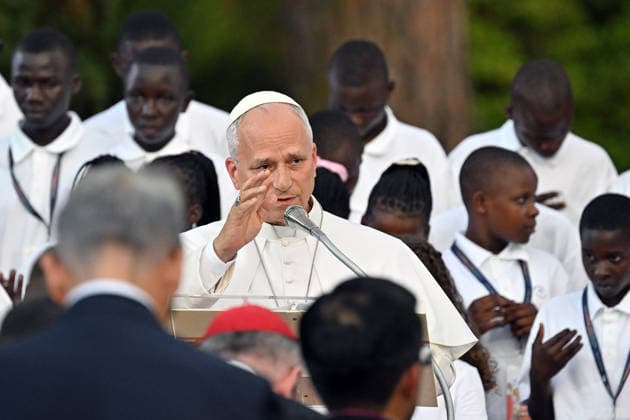 ITALY - POPE LEO XIV DURING A CONCERT IN BORGO LAUDATO SI , A 55-HECTARE EDUCATIONAL AND ENVIRONMENTAL CENTER, AT CASTEL GANDOLFO - 2026 7 29 Italy, Castel Gandolfo , Vatican, 2026 7 29 Pope Leo XIV during a concert in Borgo Laudato Si, a 55-hectare educational and environmental center, at Castel Gandolfo . EDITORIAL USE ONLY - NO BOOKS Copyright: xALESSIAxGIULIANIx