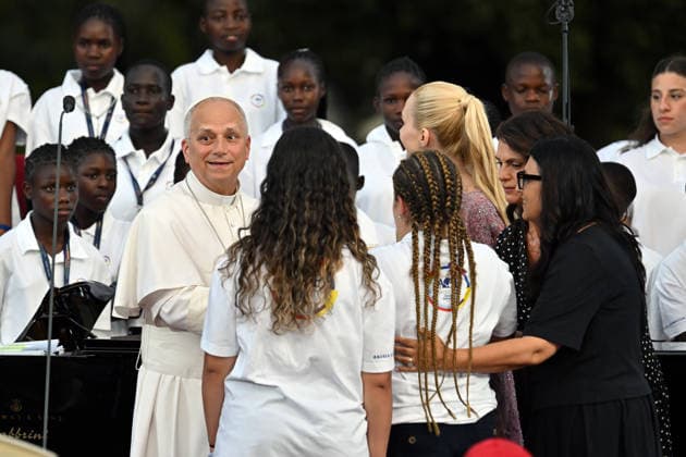 ITALY - POPE LEO XIV DURING A CONCERT IN BORGO LAUDATO SI , A 55-HECTARE EDUCATIONAL AND ENVIRONMENTAL CENTER, AT CASTEL GANDOLFO - 2026 7 29 Italy, Castel Gandolfo , Vatican, 2026 7 29 Pope Leo XIV during a concert in Borgo Laudato Si, a 55-hectare educational and environmental center, at Castel Gandolfo . EDITORIAL USE ONLY - NO BOOKS Copyright: xALESSIAxGIULIANIx