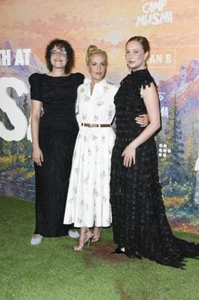 Jane Schoenbrun, Gillian Anderson, Hannah Einbinder at arrivals for TEENAGE SEX AND DEATH AT CAMP MIASMA Premiere, Directors Guild of America DGA Theater Complex, Los Angeles, CA, July 29, 2026. Photo By: Elizabeth Goodenough Everett Collection TEENAGE SEX AND DEATH AT CAMP MIASMA Premiere PUBLICATIONXNOTxINxCANxCHNxFRAxITAxJPNxNORxPOLxRUSxESPxUKxUSA