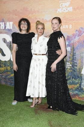 Jane Schoenbrun, Gillian Anderson, Hannah Einbinder at arrivals for TEENAGE SEX AND DEATH AT CAMP MIASMA Premiere, Directors Guild of America DGA Theater Complex, Los Angeles, CA, July 29, 2026. Photo By: Elizabeth Goodenough Everett Collection TEENAGE SEX AND DEATH AT CAMP MIASMA Premiere PUBLICATIONXNOTxINxCANxCHNxFRAxITAxJPNxNORxPOLxRUSxESPxUKxUSA