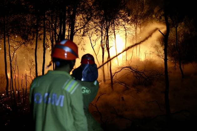 Forest fire breaks out in Mugla s Fethiye MUGLA, TURKIYE - JULY 30: Firefighting teams respond to a forest fire in the Fethiye district of Mugla, Turkiye, on July 30, 2026. Strong winds in the area caused the flames to spread rapidly as efforts to contain the blaze continued. Ali Riza Akkir Anadolu Mugla Turkey. Editorial use only. Please get in touch for any other usage.  Copyright: x2026xAnadoluxAlixRizaxAkkirx