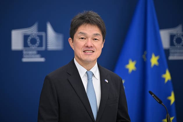 Japan officially joins EU s Horizon Europe research program in Brussels BRUSSELS, BELGIUM - JULY 30: Charge d Affaires ad interim of the Mission of Japan to the European Union Takashi Hamada and Deputy Director-General for Research and Innovation at the European Commission Maria Cristina Russo (not seen) attend a signing ceremony as Japan officially joins the EU s flagship research and innovation program, Horizon Europe, in Brussels, Belgium, on July 30, 2026. Dursun Aydemir Anadolu Brussels Belgium. Editorial use only. Please get in touch for any other usage.  Copyright: x2026xAnadoluxDursunxAydemirx