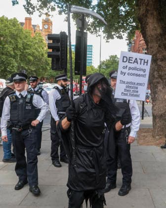 . 30 07 2026. London, United Kingdom. Defend Our Juries Protest Westminster Mags. Protest outside Westminster Magistrates Court is organised by Defend Our Juries to coincide with proceedings against individuals arrested under the Terrorism Act. It involves public declarations of support for the proscribed group Palestine Action.  xMartynxWheatleyx xi-Imagesx IIM-26928-0004