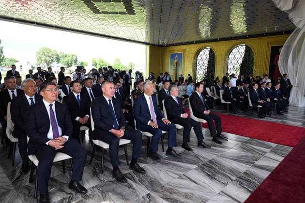 Kyrgyz President Japarov - Uzbek President Mirziyoyev meeting in Kyrgyzstan CHOLPON-ATA, KYRGYZSTAN - JULY 30: (----EDITORIAL USE ONLY - MANDATORY CREDIT - KYRGYZ PRESIDENCY HANDOUT - NO MARKETING NO ADVERTISING CAMPAIGNS - DISTRIBUTED AS A SERVICE TO CLIENTS----) Uzbek President Shavkat Mirziyoyev (not seen) delivers a speech after receiving the Order of Manas, First Class, Kyrgyzstan s highest state award, from Kyrgyz President Sadyr Japarov (not seen) during a signing ceremony in Cholpon-Ata on the shores of Lake Issyk-Kul, Kyrgyzstan, on July 30, 2026. Kyrgyz Presidency Handout Anadolu Cholpon-ata Kyrgyzstan. Editorial use only. Please get in touch for any other usage.  Copyright: x2026xAnadoluxKyrgyzxPresidencyx xHandoutx
