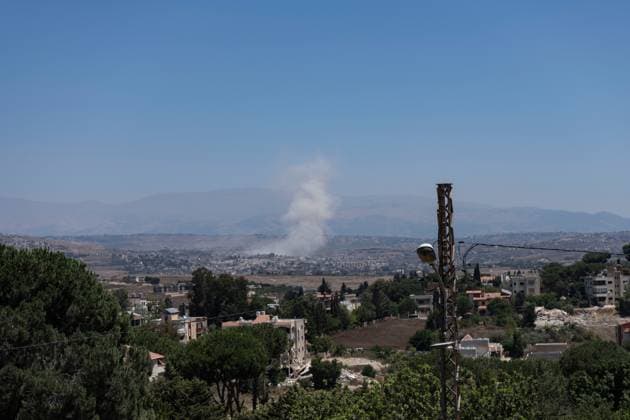 Uninhabitable land residents return to the ruins of South Lebanon NABATIYEH AL-FAWQA, LEBANON JULY 30, 2026: Smoke rises from the site of a recent Israeli airstrike in the town of Nabatiyeh al-Fawqa, southern Lebanon. The area, including the nearby Ali Taher hill, has been subjected to repeated Israeli strikes despite the ceasefire. Nabatiyeh LB Copyright: x xMartaxMarotox xJNAxPressx