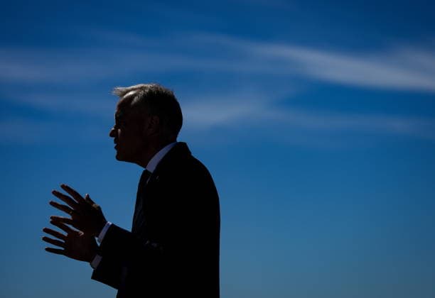 July 30, 2026, Delta, Bc, CANADA: Prime Minister Mark Carney is silhouetted as he gives a statement after touring Global Container Terminals Deltaport facility, at Roberts Bank in Delta, B.C., on Thursday, July 30, 2026. Delta CANADA  - ZUMAc35_ 20260730_zaf_c35_025 Copyright: xDarrylxDyckx