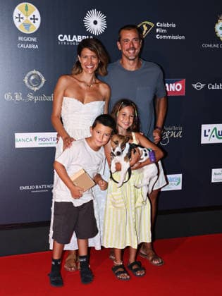 IPA87125700 - Soverato (CZ), Magna Graecia Film Festival - Day 6. Pictured: Giulia Bevilacqua, with her husband Nicola Capodanno and their children Vittoria and Edoardo  Copyright: xMarcoxProvvisionatox xMarcoxProvvisionatox 87125700