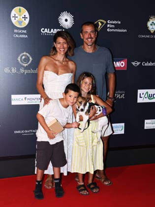 IPA87125701 - Soverato (CZ), Magna Graecia Film Festival - Day 6. Pictured: Giulia Bevilacqua, with her husband Nicola Capodanno and their children Vittoria and Edoardo  Copyright: xMarcoxProvvisionatox xMarcoxProvvisionatox 87125701